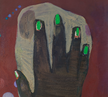 Green nails, 2022 | Óleo, acrílica e colagem de tecido sobre linho | 100 x 80 cm
